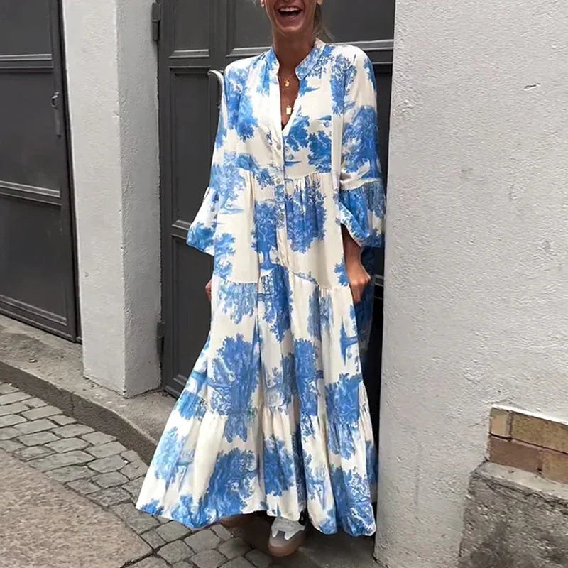 Vestido Mara - Floral con Escote en V (Suelto para el Verano 2025)