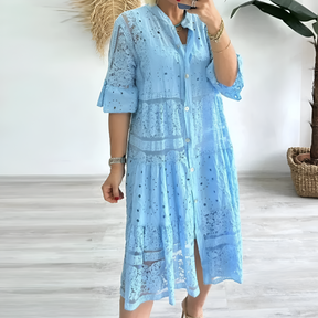 Vestido Lavinia – Encaje con Escote en V y Manga Corta | El vestido favorito del verano ☀️🌸