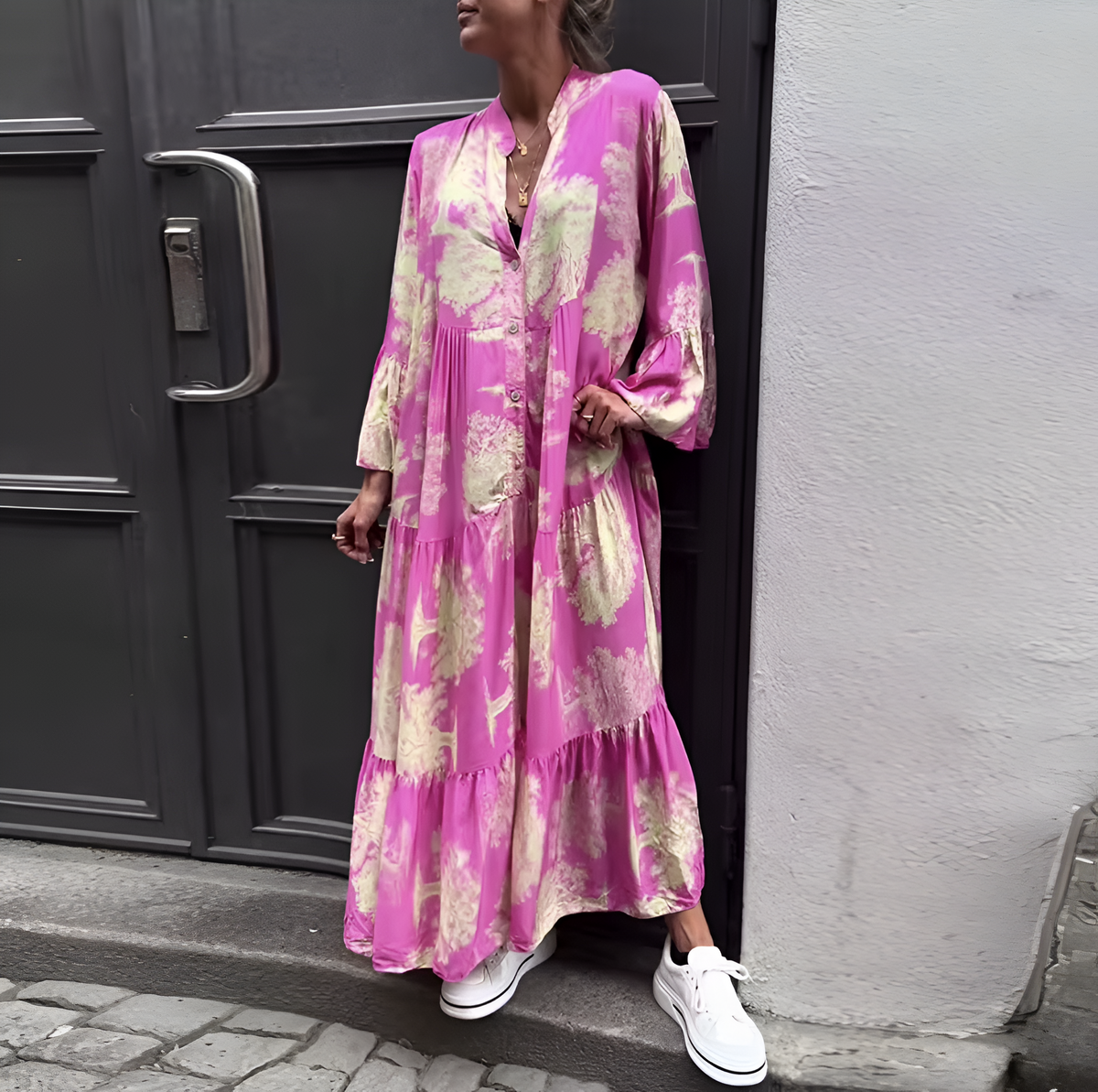 Vestido Mara - Floral con Escote en V (Suelto para el Verano 2025)