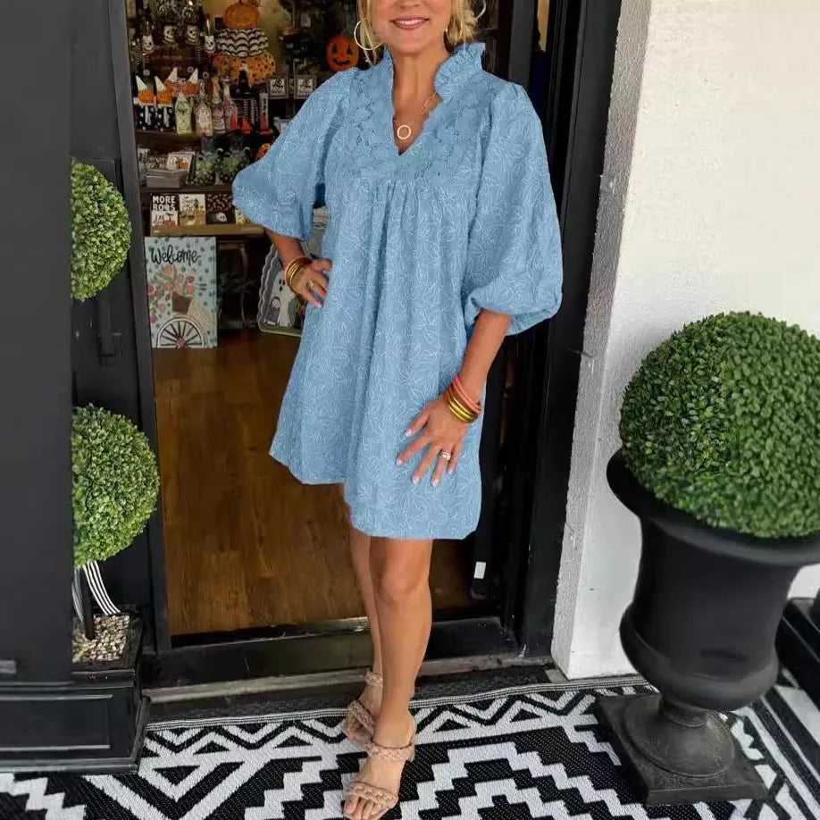 Vestido Karisma - Escote en V Perfecto para el Verano 2025 (Ligero y Suelto)