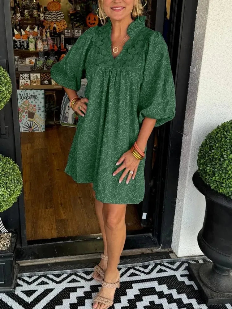 Vestido Karisma - Escote en V Perfecto para el Verano 2025 (Ligero y Suelto)
