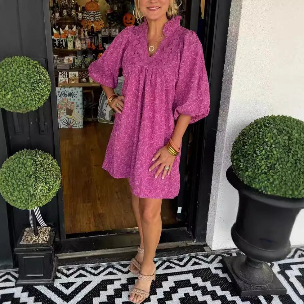 Vestido Karisma - Escote en V Perfecto para el Verano 2025 (Ligero y Suelto)